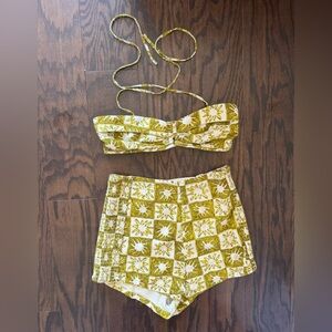 Urban Outfitters Olive/Yellow and Cream Textured Set